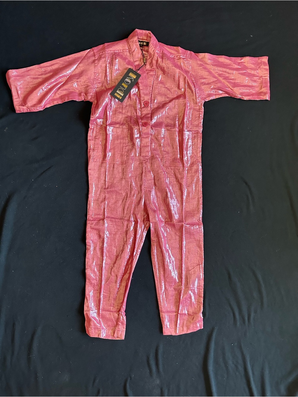 Suzi Kondi Shiny lurex Pink girls Kids One-Piece utility Bodysuit light fabric